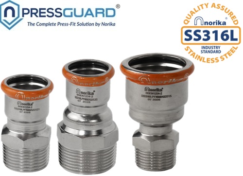 Stainless Steel 316L Press Fit MI Adaptor